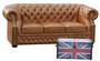 Casa Padrino Luxus Echtleder 3er Sofa Hellbraun 210 x 90 x H. 80 cm - Chesterfield Sofa 