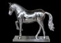 Casa Padrino Luxus Figur Pferd auf Sockel, Silber, B 35 cm, H 30,5 cm - Massive Skulptur - Edel & Prunkvoll