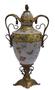 Casa Padrino Porzellan Vase mit Deckel und 2 Griffen H. 44,2 cm - Luxus Vase 