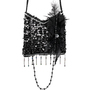 Charleston Handtasche schwarz 18 x 17 cm 20er Flapper-Tasche fr Damen