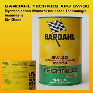 BARDAHL TECHNOS  XFS Motor Oil 5W-30 AV 504 mSAPS (VW 504.00 - 507.00) - 1 Liter Dose