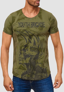 Herren T Shirt Allover Dirty Batik Print Skull Getto Punk Aufnher Design