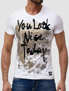 Herren T Shirt Short Sleeve Aufdruck Motiv NICE Print H2178