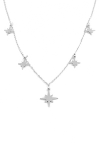 Damen Halskette Polar Sterne aus Edelstahl Nordstern Anhnger Ankerkette Schmuck Karabinerverschluss