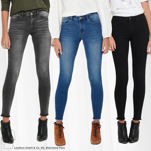 JDY Damen Skinny Fit Jeans Regular Waist Ankle Cut JDYSONJA Stretch Denim Hose mit Fransen
