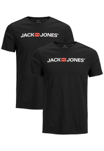 Herren JACK & JONES Rundhals T-Shirt 2-er Stck Pack Kurzarm Jersey Baumwolle Shirt Basic Set JJECORP