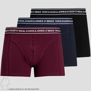 Herren Jack & Jones Set 3er Pack JACTEXT Trunks Boxershorts Stretch Unterhose Basic Unterwsche