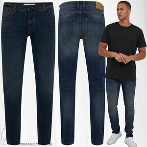 Herren SOLID Slim Fit Jeans Casual Basic Hose Denim Pants Stoned Washed Tapered Trousers SDTOMY