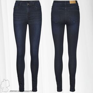 NOISY MAY Damen Skinny Fit Jeans High Waist Denim Stretch Hose Raw Vintage Design Pants NMCALLIE