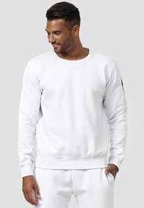 Herren Sweatshirt Pullover ohne Kapuze Warmer Basic Rundhals Sweater Camo Jumper mit Armtasche