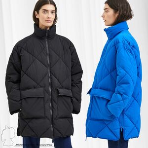 Damen SELECTED Lange Puffer Jacke Wattierter Stepp Wintermantel ohne Kapuze Oversized Blouson SLFHEIDI