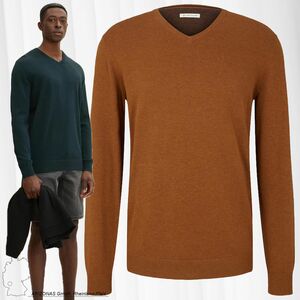 Herren TOM TAILOR Feinstrick Pullover Langarm Basic Shirt Sweater Legerer V-Ausschnitt Jumper