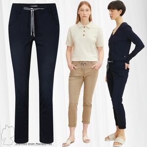 TOM TAILOR Damen Tapered Relaxed Stoffhose Stretch Bund Business Jersey Pants Tunnelzug Denim Jeans