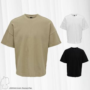 Herren O&S Einfarbiges Rundhals T-Shirt Weites Kurzarm Shirt Baumwolle Relaxed Fit Basic ONSBERKELEY