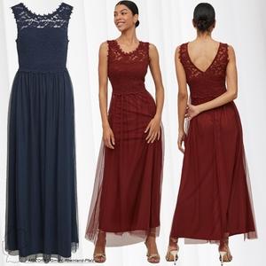 VILA Damen Langes Maxi Kleid Abschluss Ball Dress mit Spitze rmellos Rckenausschnitt VILYNNEA