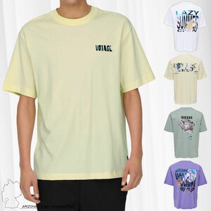 Herren O&S Rundhals T-Shirt mit Print Langes Einfarbiges Oversized Kurzarm Shirt aus Baumwolle ONSPILOT