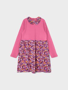 NAME IT Kinder Print Kleid fr Mdchen Freizeit Schchen Dress Langarm mit Knopfverschluss NKFODNIA