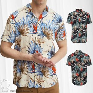Herren BLEND Florales Kurzarm Hemd Regular Fit Shirt mit Brusttasche Freizeit Oberteil aus Viskose