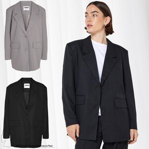 NOISY MAY Damen Eleganter Oversized Blazer mit Taschen Basic Cardigan Business Jacke Mantel NMMILLA
