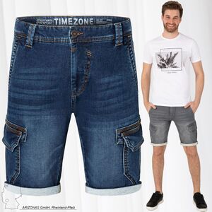 Herren TIMEZONE Cargo Jeans Shorts Kurze Bermuda Hose Denim Pants Knielang Slim StanleyTZ decoration