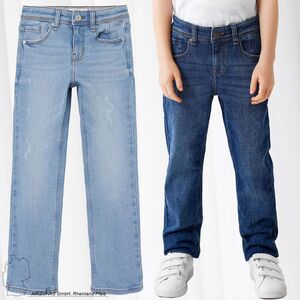 NAME IT Kinder Jungen Straight Leg Denim Jeans Regular Fit Mid Waist Hose mit verstellbarem Bund NKMSILAS