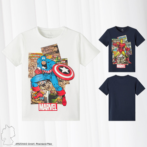 NAME IT Kinder Jungen MARVEL Print T-Shirt Cartoon Captain America Iron Man Kurzarm Shirt NKMASIAN 