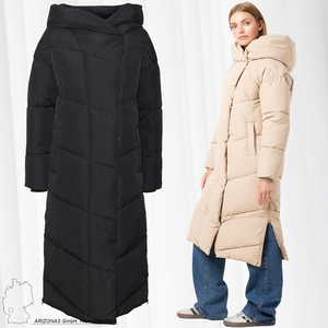 NOISY MAY Stepp Mantel Lang Puffer Jacke Warm Winter Coat mit Kapuze Wattierter Blouson Gefttert NMNEW