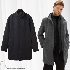 TOM TAILOR Winter Mantel Jacke mit Stepp Einsatz Warm Gefttert Blouson Lang Regular Fit wool coat 2 in 1