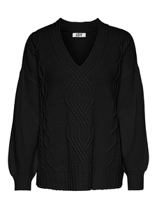 JDY Damen Struktur Strickpullover V-Ausschnitt Knitted Zopfmuster Sweater Cozy Stretch Basic JDYJUSTY