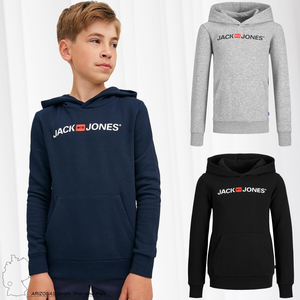 JACK & JONES Hoodie Kapuzen Pullover Logo Print Langarm Shirt Sweater Regular Fit Basic Oberteil JJECORP
