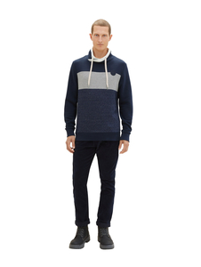 Tom Tailor Legerer Pullover Weiches Farbblock Sweatshirt Stehkragen Design Regular Fit