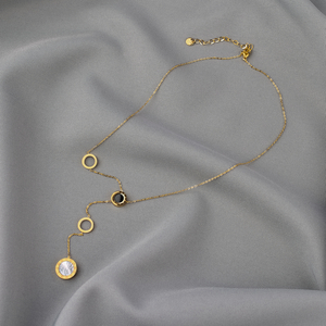 ANELY Halskette mit Coin Anhnger Elegantes Modeschmuck aus Edelstahl