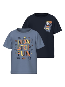 NAME IT Jungen T-Shirts 2er-Pack Coole Designs Kinder Rundhals Oberteil