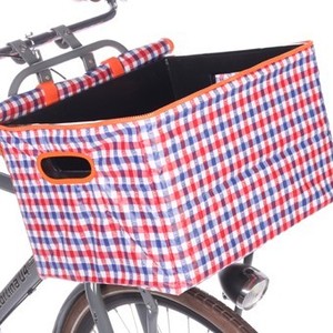 Bikecap Fahrradkorb-Abdeckung - Boxcap de Luxe - rot-wei-blau kariert