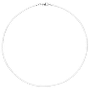 Collier Halskette Seide in wei 42 cm, Verschluss 925 Silber Kette
