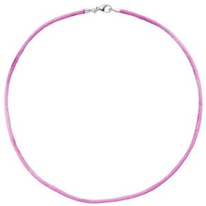 Collier Halskette Seide pink 42 cm - 2,8 mm, Verschluss 925 Silber