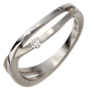 Damen Ring 950 Platin matt 1 Diamant Brillant 0,05ct.  Platinring (Gre: 56)