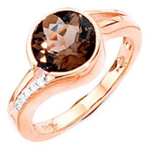 Damen Ring 585 Rotgold 1 Rauchquarz braun 5 Diamanten (Gre: 50)