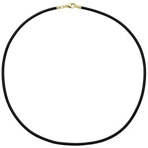 Halskette Kautschuk schwarz mit 333 Gelbgold 2 mm 45 cm