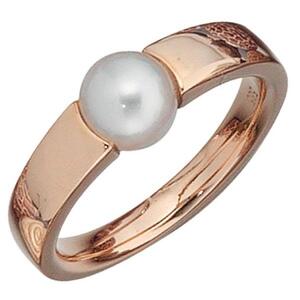 Damen Ring 585 Gold Rotgold 1 Perle Goldring Perlenring (Gre: 52)