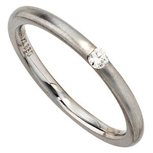 Damen Ring 950 Platin matt 1 Diamant Brillant 0,06ct. Platinring (Gre: 56)
