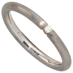 Damen Ring 925 Sterling Silber rhodiniert matt 1 Diamant Brillant (Gre: 56)