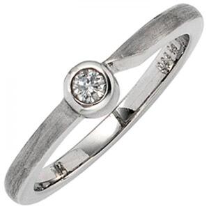 Damen Ring 950 Platin matt 1 Diamant Brillant 0,08 ct. Platinring (Gre: 56)