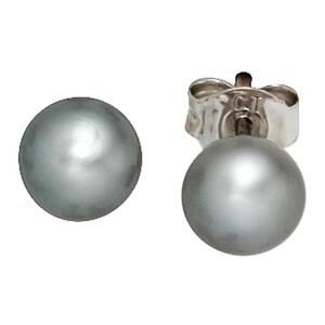 Ohrstecker 925 Sterling Silber 2 Swasserperlen Perlen grau