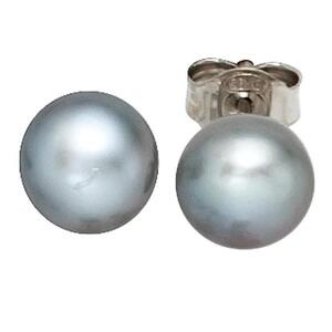 Ohrstecker 925 Sterling Silber 2 Swasserperlen Perlen grau Ohrringe
