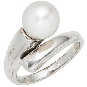 Damen Ring aus 925 Sterling Silber rhodiniert 1 Perle Perlenring (Gre: 54)