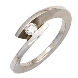 Damen Ring 950 Platin matt, 1 Diamant Brillant 0,15ct. Platinring (Gre: 56)