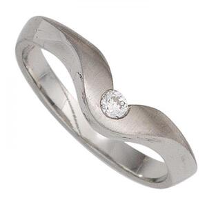 Damen Ring 950 Platin matt 1 Diamant Brillant 0,08ct. Platinring (Gre: 60)