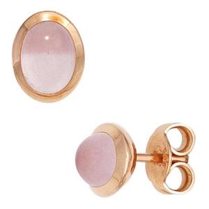 Ohrstecker 585 Rotgold 2 Rosenquarze rosa