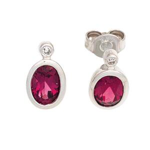 Ohrstecker 585 Weigold 2 rosa Turmaline 2 Diamanten Ohrringe